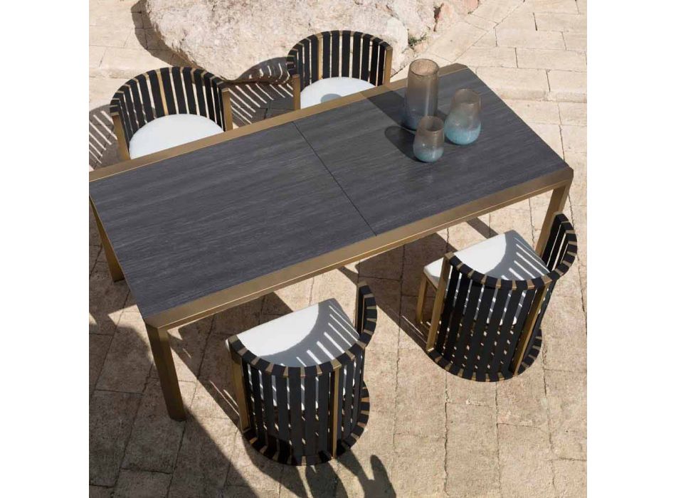 Fotoliu de luat masa în aer liber, din aluminiu și frânghii de design de lux - Julie Viadurini