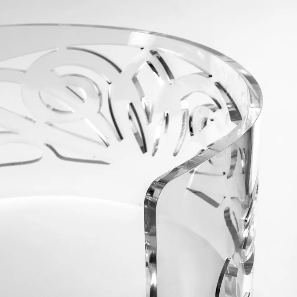 Fotoliu din plexiglas transparent cu șezut căptușit, fabricat în Italia - Caelia Viadurini