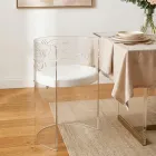 Fotoliu din plexiglas transparent cu șezut căptușit, fabricat în Italia - Caelia Viadurini