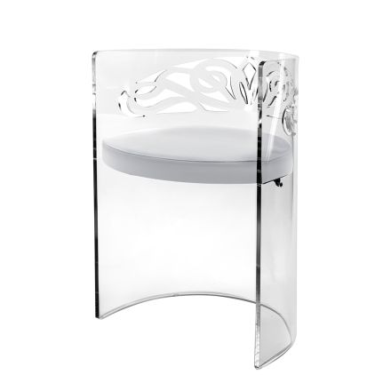 Fotoliu din plexiglas transparent cu șezut tapițat, fabricat în Italia - Caelia Viadurini
