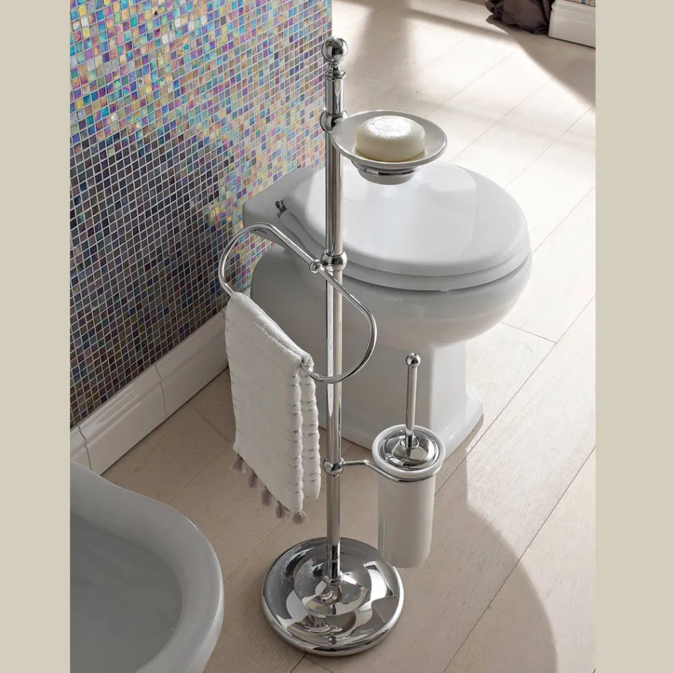 Suport pentru prosoape de podea cu alamă vintage și săpun din ceramică - Rouen Viadurini