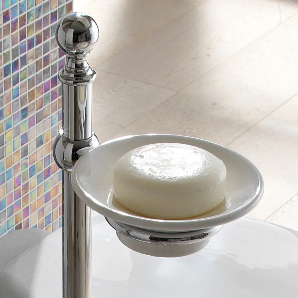 Suport pentru prosoape de podea cu alamă vintage și săpun din ceramică - Rouen Viadurini