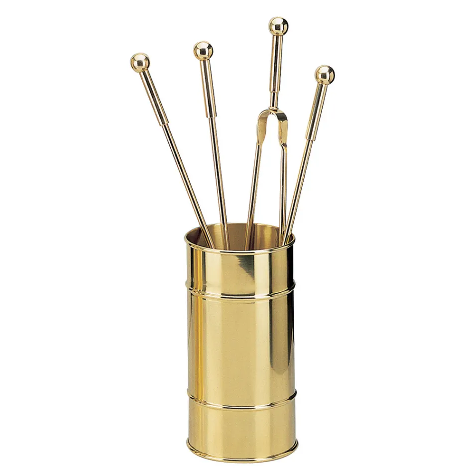 Suport de scule din alama pentru semineu 4 bucati Made in Italy - Girafa Viadurini