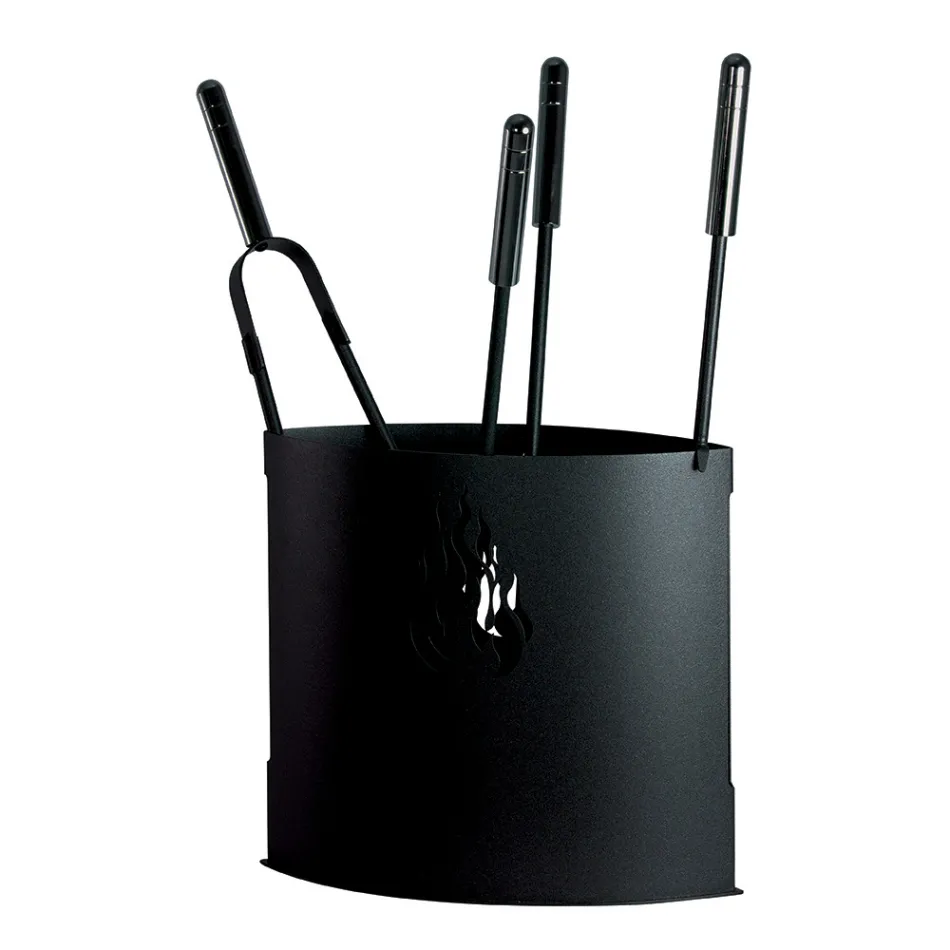 Suport de scule metalic pentru semineu cu 4 accesorii Made in Italy - Canarino Viadurini