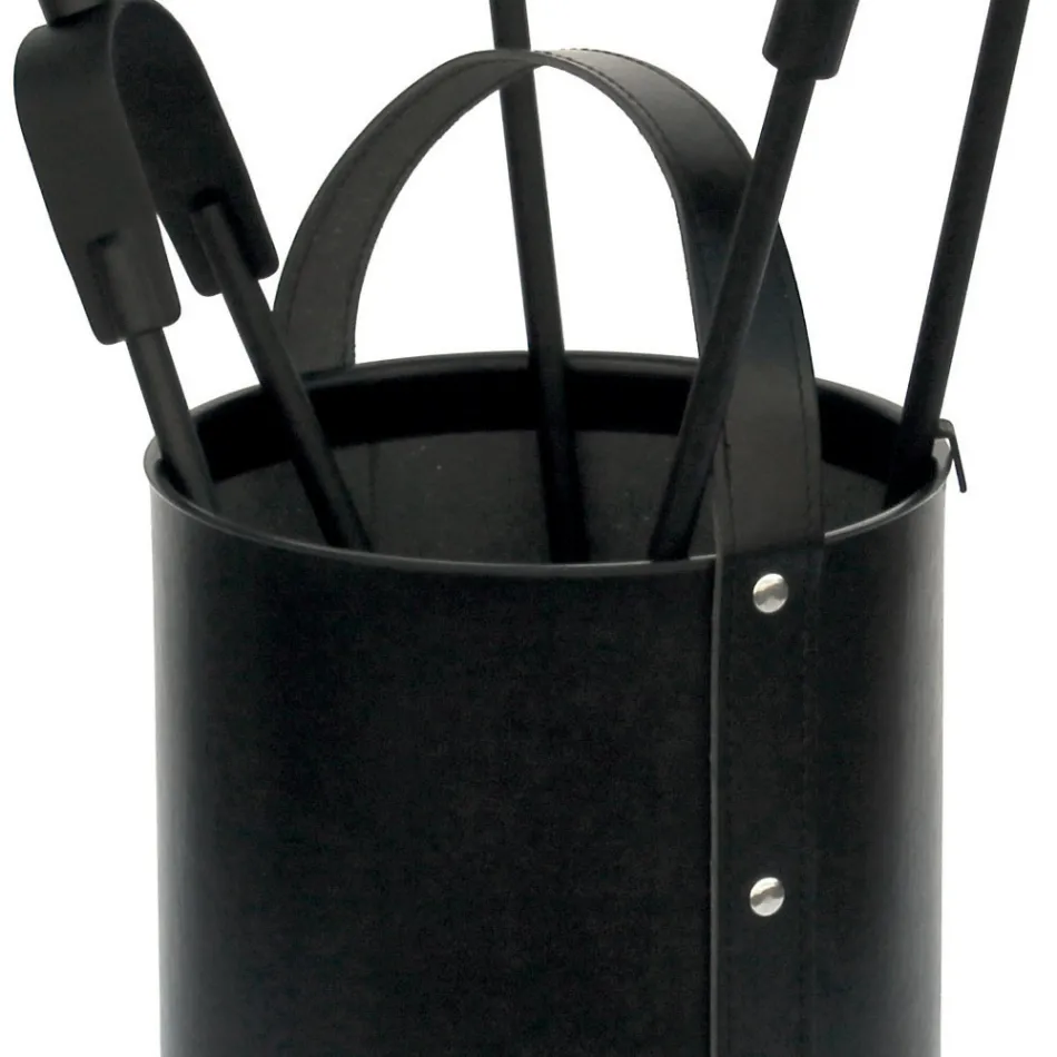 Suport pentru scule rotund din imitatie de piele cu maner si 4 accesorii Made in Italy - Porumbel Viadurini