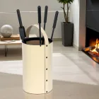 Suport pentru scule rotund din imitatie de piele cu maner si 4 accesorii Made in Italy - Porumbel Viadurini