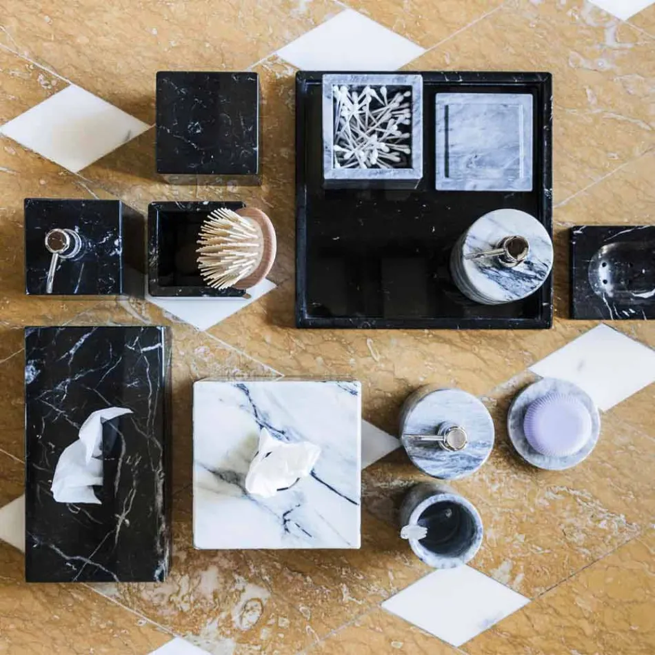 Suport batista in marmura neagra Marquinia Design dreptunghiular italian - Rafa Viadurini