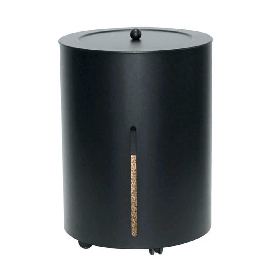 Suport peleți cu roți și capac din metal Made in Italy - Barza Viadurini