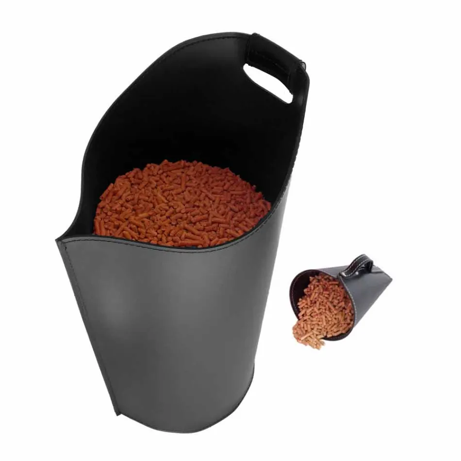 Porta pelete lingura din interior Sapir de design din piele neagră Viadurini