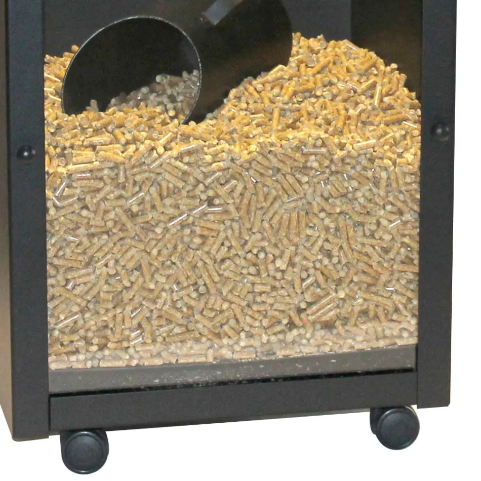 Suport pentru pelete din otel vopsit negru cu plexiglas Made in Italy - Pellicano Viadurini