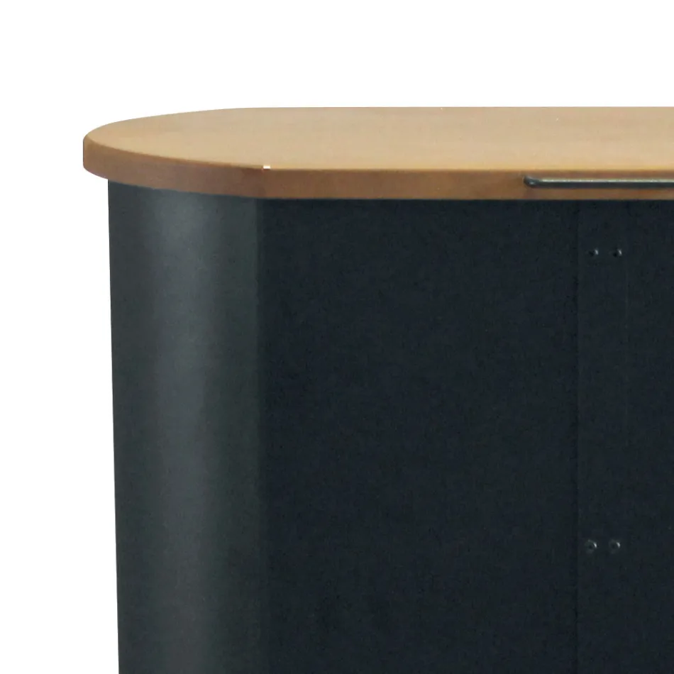 Suport pentru pelete metalic cu roti si capac din lemn Made in Italy - Bisonte Viadurini