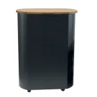 Suport pentru pelete metalic cu roti si capac din lemn Made in Italy - Bisonte Viadurini