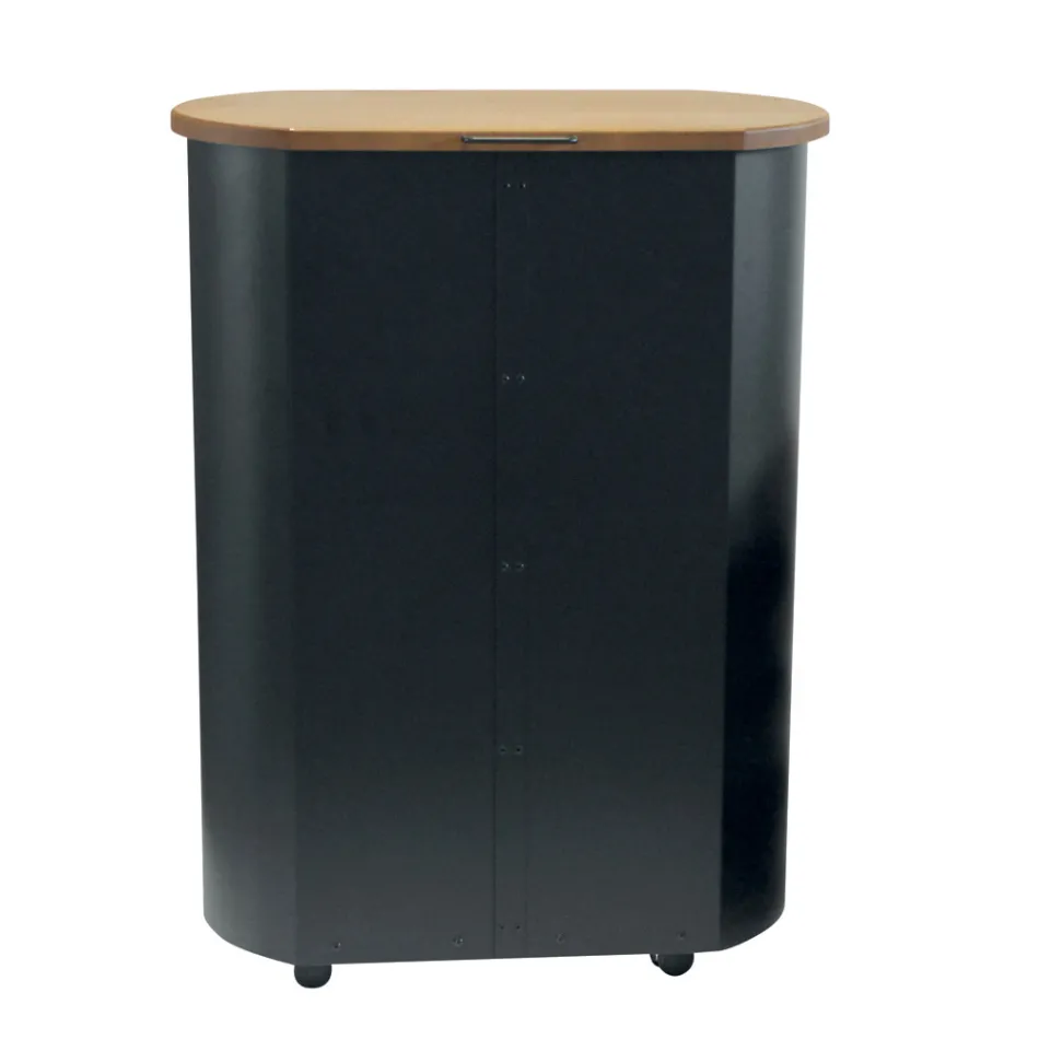 Suport pentru pelete metalic cu roti si capac din lemn Made in Italy - Bisonte Viadurini