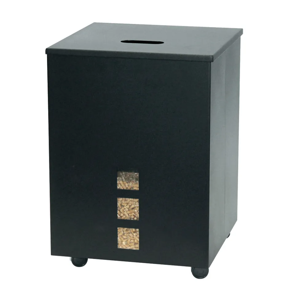 Suport Pătrat pentru Pelete din Oțel Vopsit Negru și Roți Fabricat în Italia - Papagal Viadurini