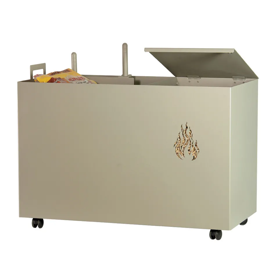 Suport pentru peleti metalic dreptunghiular cu 4 roti Made in Italy - Aquila Viadurini