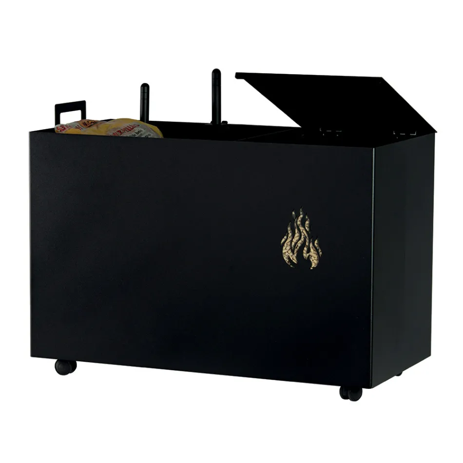 Suport pentru peleti metalic dreptunghiular cu 4 roti Made in Italy - Aquila Viadurini