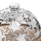 Suport pentru tort din lemn și sticlă cu stele de argint de lux din metal - Ilenia Viadurini