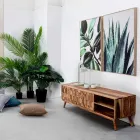 Suport TV din lemn de design vintage, cu butoane din oțel Homemotion - Ventador Viadurini