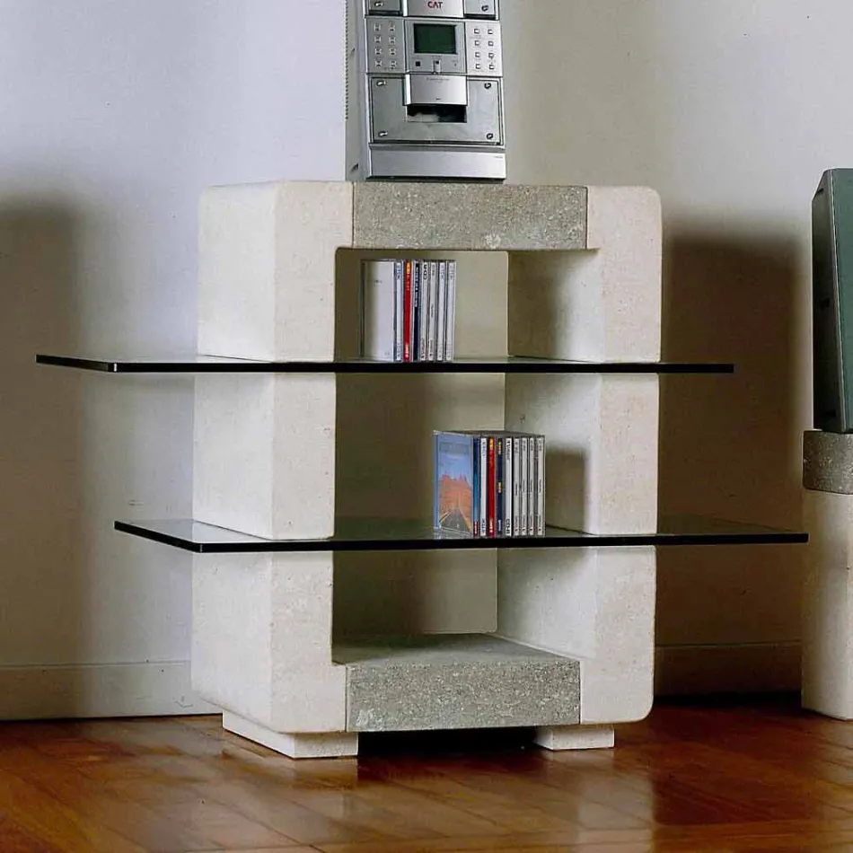 Stativ TV de înaltă calitate din piatră și cristale cu design modern Xeni Viadurini