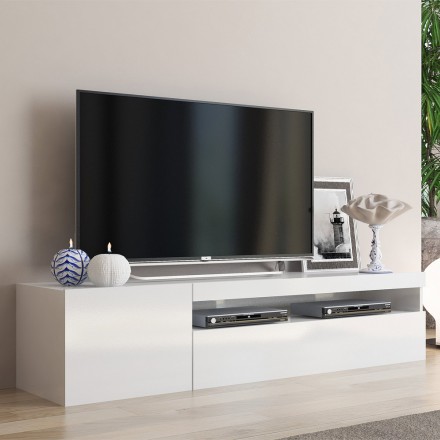 Sufragerie TV din lemn pentru living cu design italian cu compartiment deschis - Suzana Viadurini