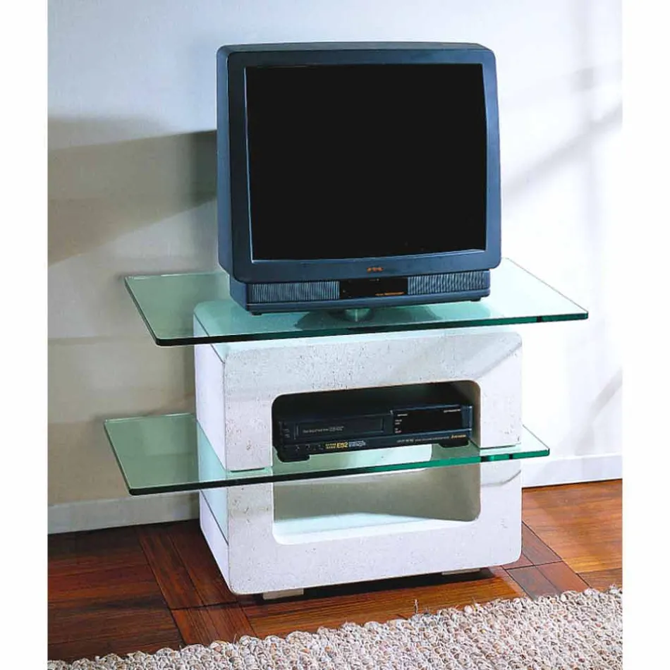 Modulară piatră și cristal TV stativ de design modern de Eleni Viadurini