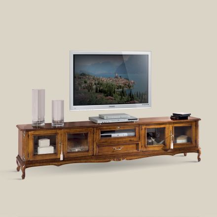 Suport TV din lemn in stil clasic cu usi din sticla Made in Italy - Richard Viadurini