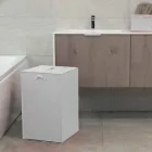 Coș de rufe pe un pătrat de bază din piele David, made in Italy Viadurini