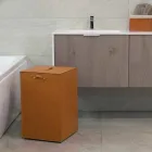 Coș de rufe pe un pătrat de bază din piele David, made in Italy Viadurini