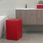 Coș de rufe pe un pătrat de bază din piele David, made in Italy Viadurini