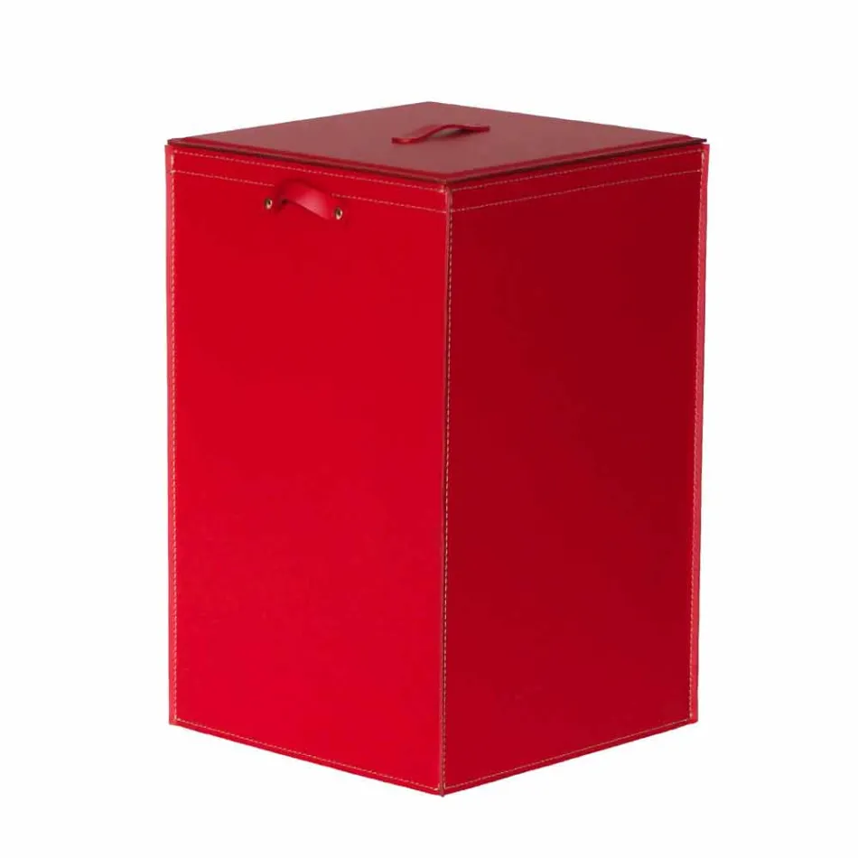 Coș de rufe pe un pătrat de bază din piele David, made in Italy Viadurini