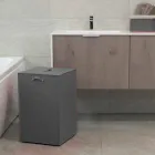 Coș de rufe pe un pătrat de bază din piele David, made in Italy Viadurini