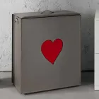 Coș de rufe din piele contemporană fabricat în Italia Adele, inserție de inimă Viadurini