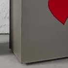 Coș de rufe din piele contemporană fabricat în Italia Adele, inserție de inimă Viadurini