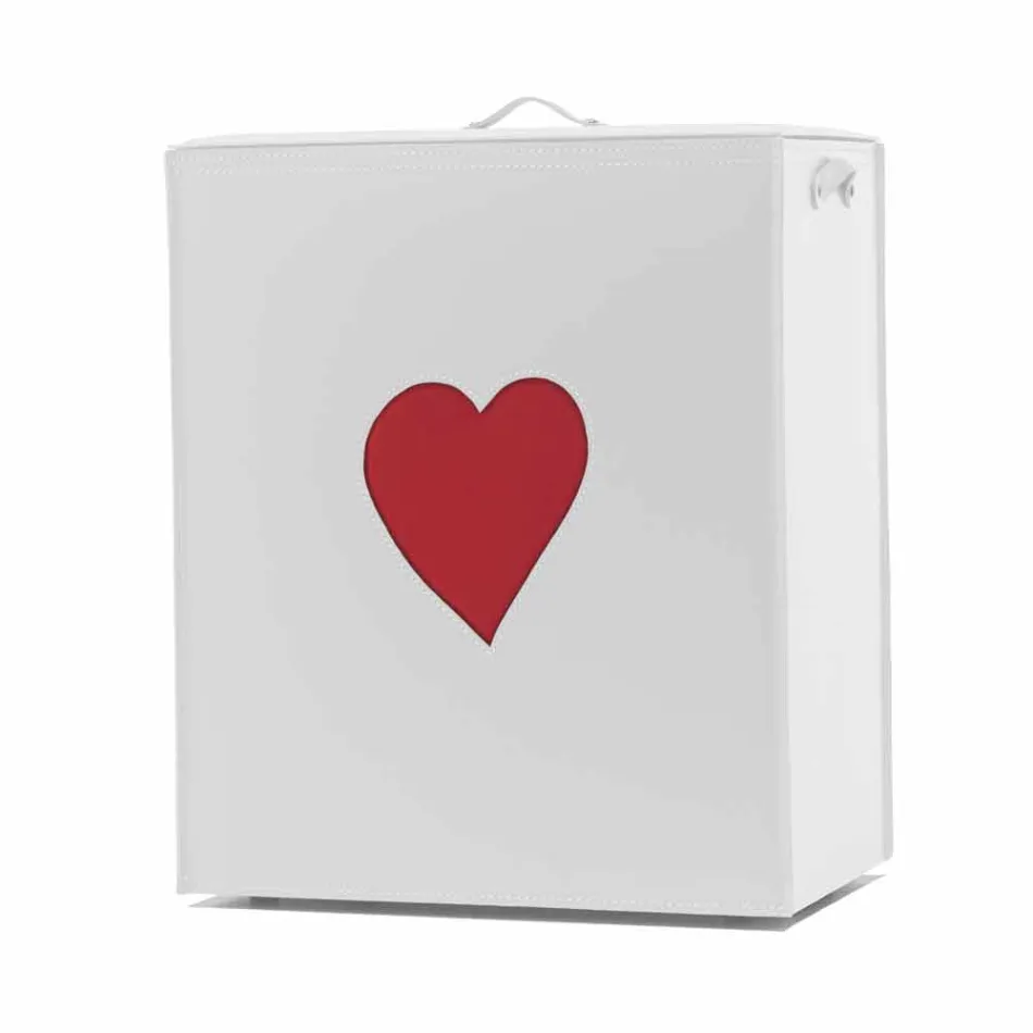 Coș de rufe din piele contemporană fabricat în Italia Adele, inserție de inimă Viadurini