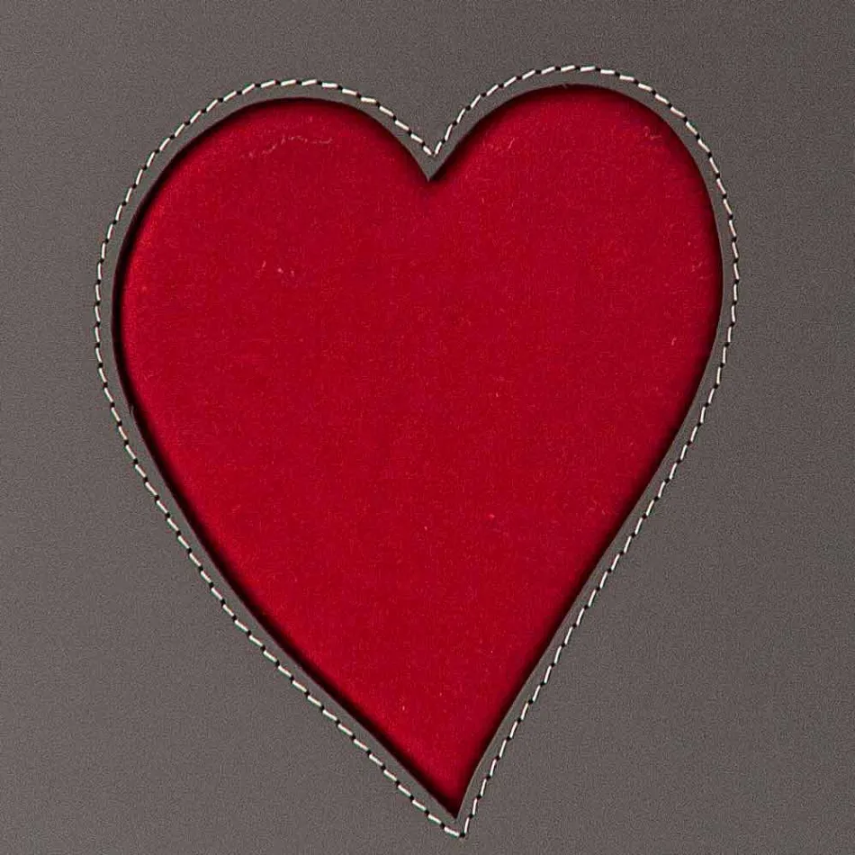 Coș de rufe din piele contemporană fabricat în Italia Adele, inserție de inimă Viadurini