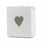 Coș de rufe din piele contemporană fabricat în Italia Adele, inserție de inimă Viadurini