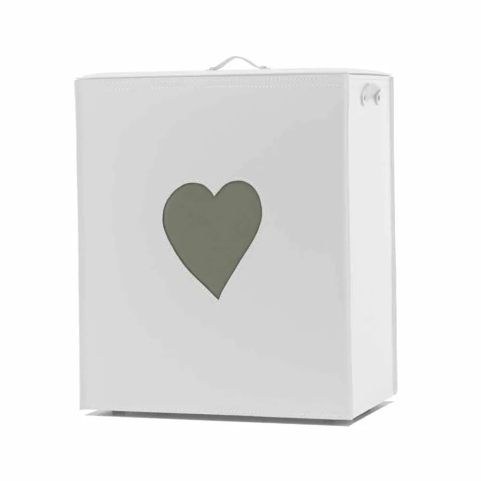 Coș de rufe din piele contemporană fabricat în Italia Adele, inserție de inimă Viadurini