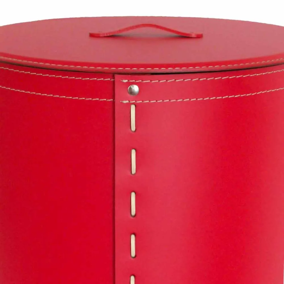 Coș de rufe ovală din piele regenerată Riky fabricată în Italia Viadurini