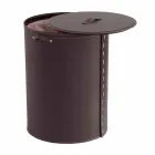 Coș de rufe ovală din piele regenerată Riky fabricată în Italia Viadurini