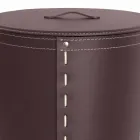 Coș de rufe ovală din piele regenerată Riky fabricată în Italia Viadurini