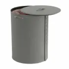 Coș de rufe ovală din piele regenerată Riky fabricată în Italia Viadurini