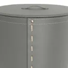 Coș de rufe ovală din piele regenerată Riky fabricată în Italia Viadurini