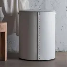 Coș de rufe ovală din piele regenerată Riky fabricată în Italia Viadurini