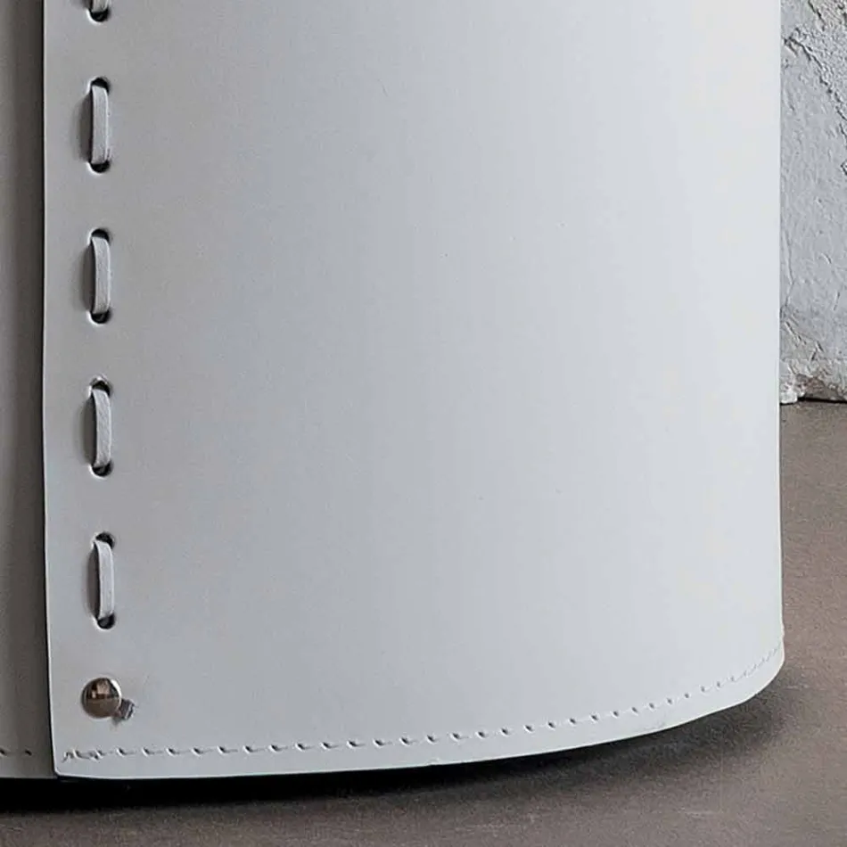 Coș de rufe ovală din piele regenerată Riky fabricată în Italia Viadurini