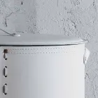 Coș de rufe ovală din piele regenerată Riky fabricată în Italia Viadurini