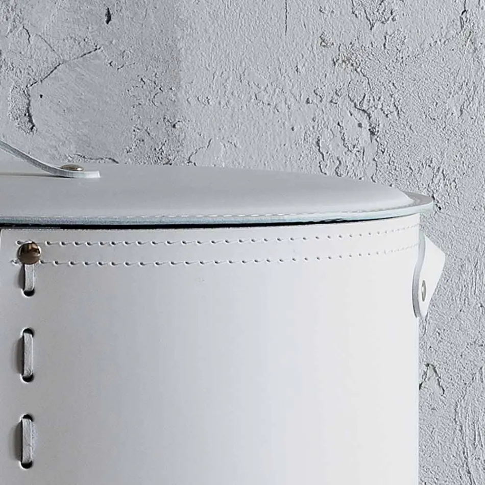 Coș de rufe ovală din piele regenerată Riky fabricată în Italia Viadurini