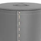 Coș de rufe ovală din piele regenerată Riky fabricată în Italia Viadurini