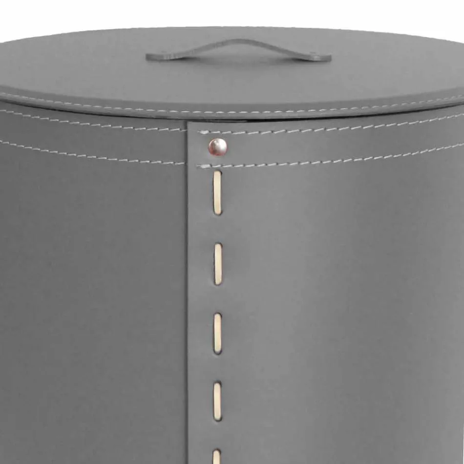 Coș de rufe ovală din piele regenerată Riky fabricată în Italia Viadurini