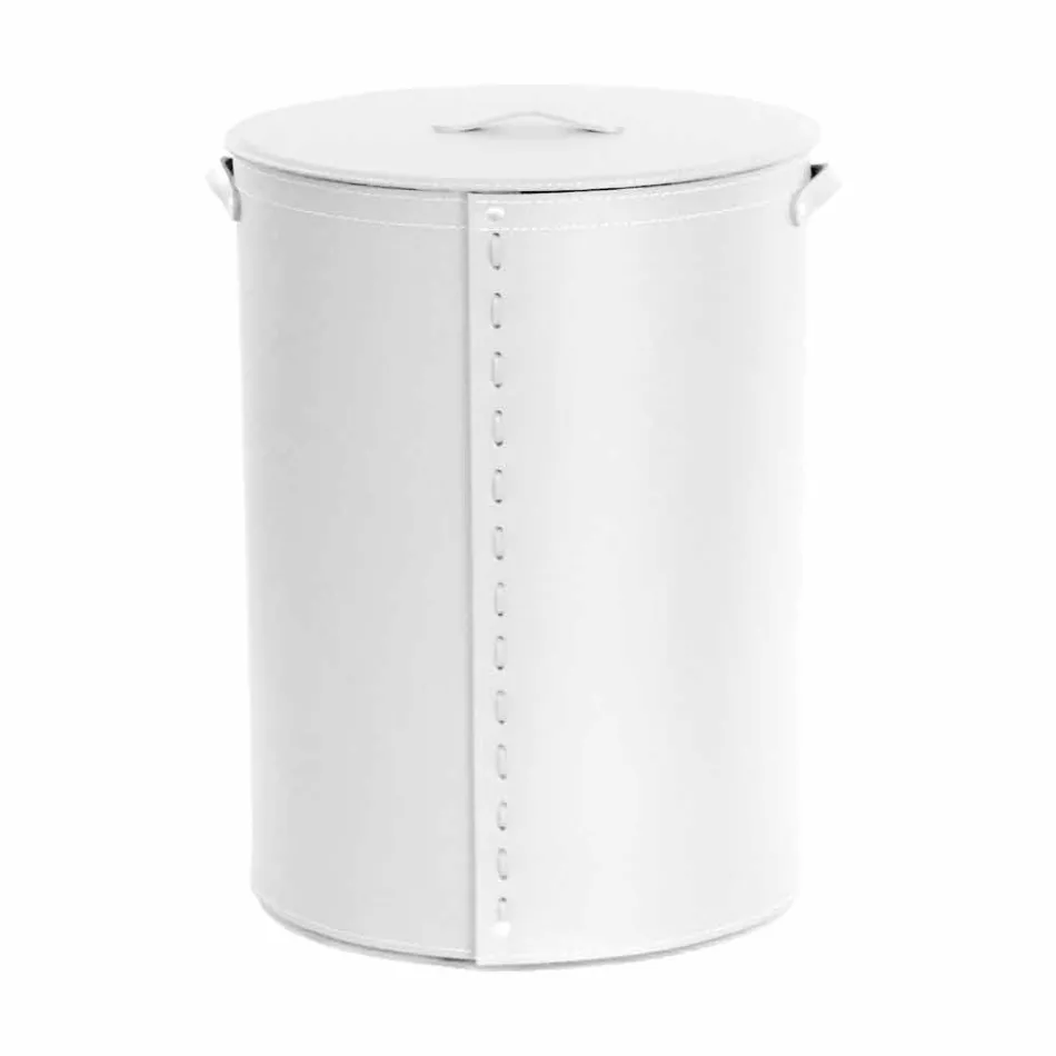 Coș de rufe ovală din piele regenerată Riky fabricată în Italia Viadurini