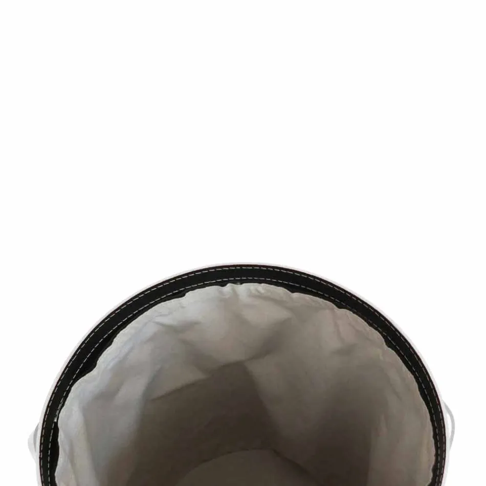 Coș de rufe ovală din piele regenerată Riky fabricată în Italia Viadurini